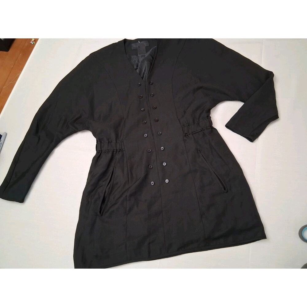 Revolve Eryn Brinie L Button Black Mini Shirt Jacket Dress Lined NWT Preppy